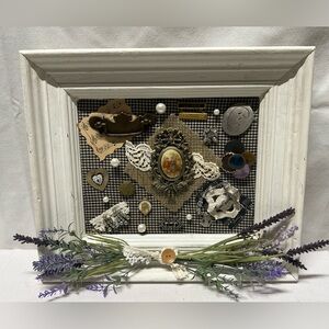 Decorative Framed Art with Vintage Jewelry & Collectibles Framed for Wall Decor
